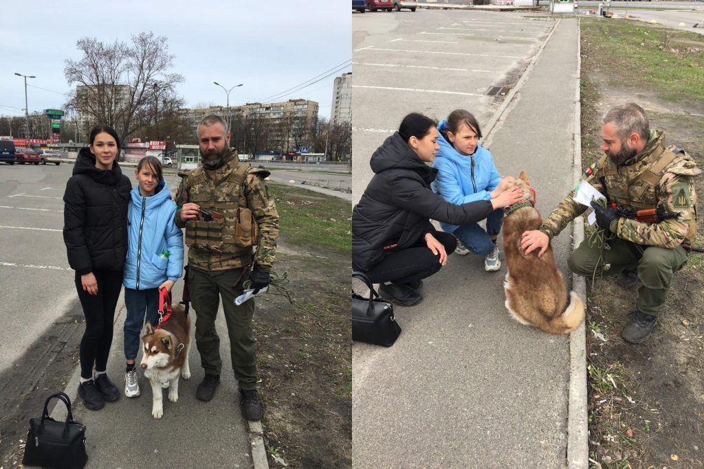 Украински войник събра избягало куче със стопаните му