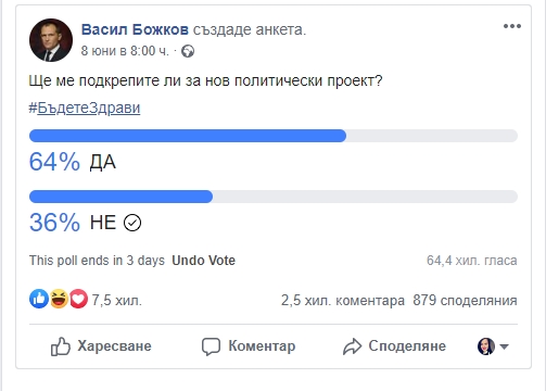 Васил Божков обяви във Фейсбук приоритетите си като политик