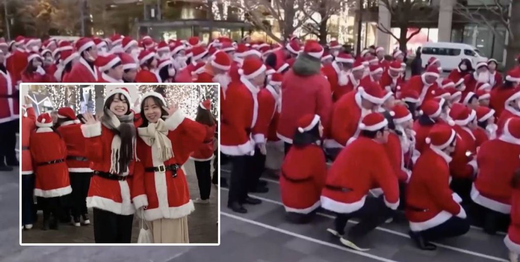 Улиците в Токио се напълниха с&#8230;  Дядо Коледовци (видео)