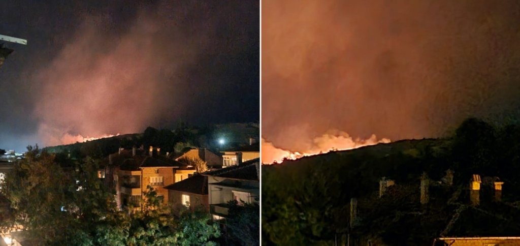 Пожар гори край Асеновград, огнеборци и доброволци участват в гасенето (видео)