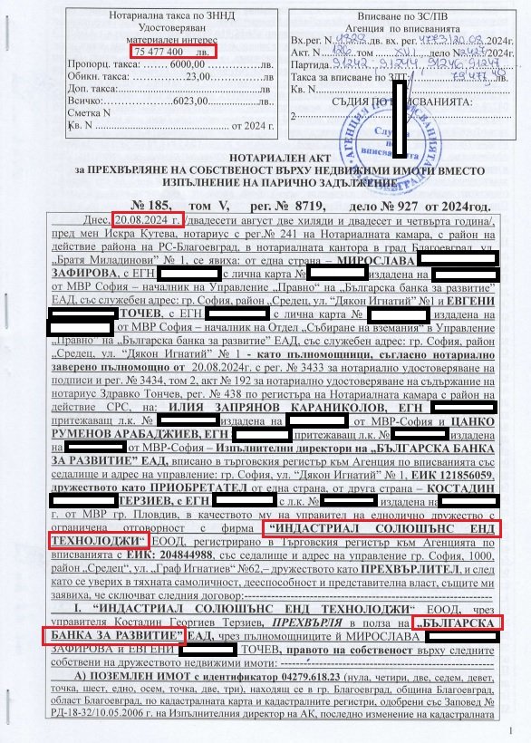 Банката за развитие е погасила крупен заем на &#8220;Булгартабак&#8221; от 75 млн. лв. срещу имоти